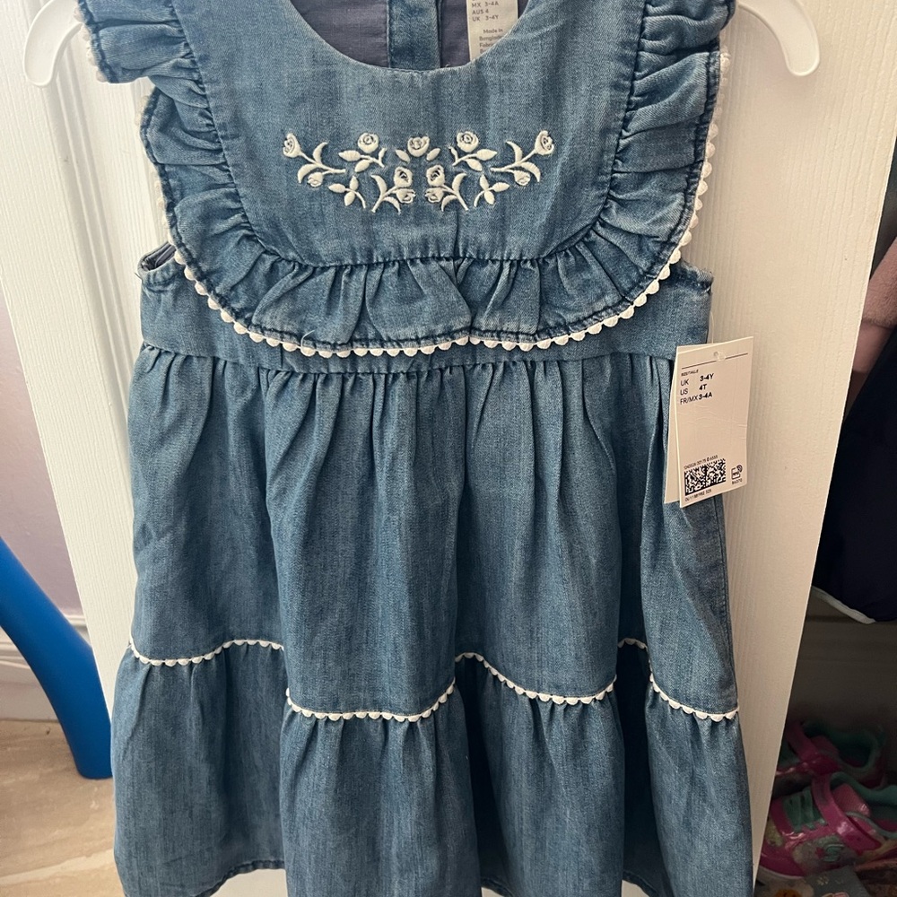Embroidered Blue Kids Dress